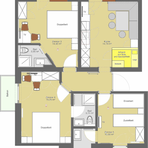 Apartement Nr. 2 with sauna & infrared cabin