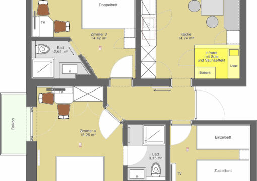 Apartement Nr. 2 with sauna & infrared cabin